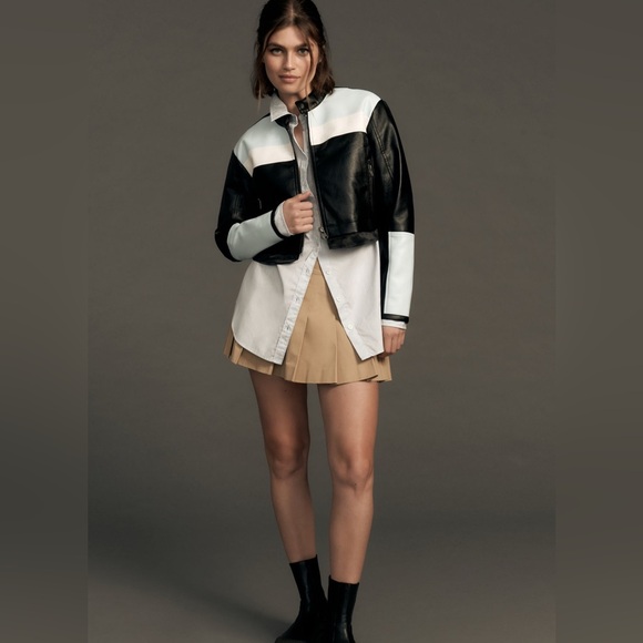 Maeve Cropped Colorblock Biker Jacket - Picture 2 of 6